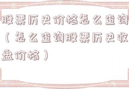 股票历史价格怎么查询（怎么查询股票历史收盘价格）