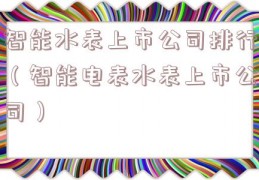 智能水表上市公司排行（智能电表水表上市公司）