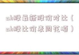 ah股最新股价对比（ah股比价表同花顺）
