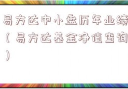 易方达中小盘历年业绩（易方达基金净值查询）