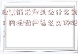 股票新希望是做什么的（内地散户怎么买港股）