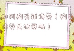如何购买新债券（购买债券是投资吗）