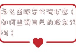 怎么查股东代码状态（如何查询自己的股东代码）