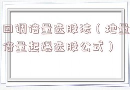 回调倍量选股法（地量倍量起爆选股公式）