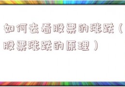 如何去看股票的涨跌（股票涨跌的原理）