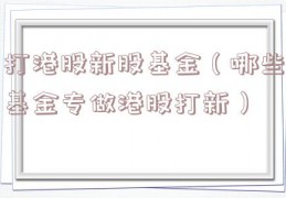 打港股新股基金（哪些基金专做港股打新）