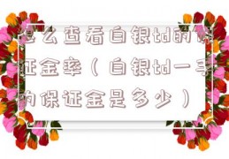 怎么查看白银td的保证金率（白银td一手的保证金是多少）