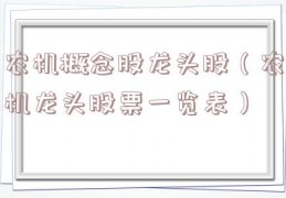 农机概念股龙头股（农机龙头股票一览表）