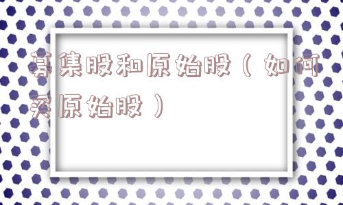 募集股和原始股(如何买原始股) 募集股和原始股(如何买原始股)