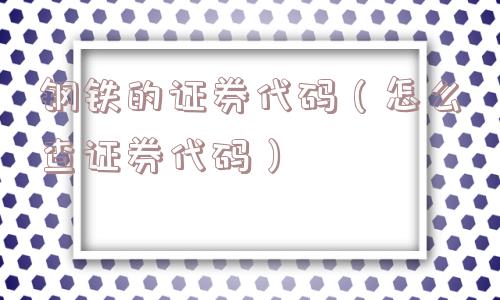 钢铁的证券代码(怎么查证券代码) 钢铁的证券代码(怎么查证券代码)