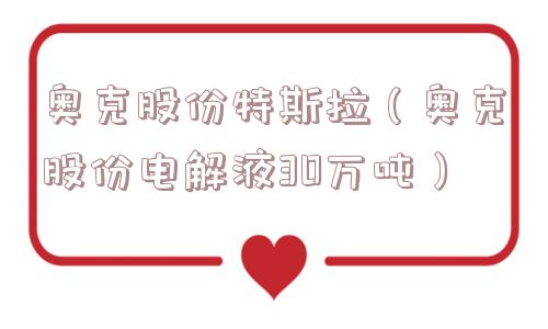 奥克股份特斯拉（奥克股份电解液30万吨）