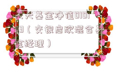 天天基金净值010143(交银启欣混合基金经理) 天天基金净值010143(交银启欣混合基金经理)