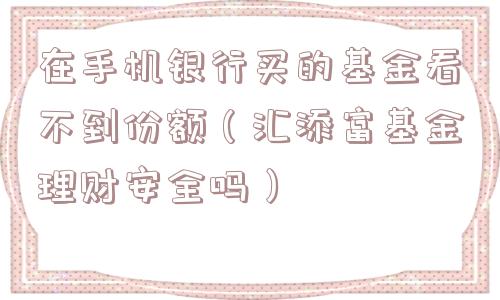 在手机银行买的基金看不到份额（汇添富基金理财安全吗）