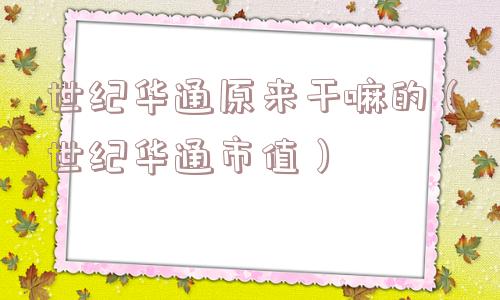 世纪华通原来干嘛的(世纪华通市值) 世纪华通原来干嘛的(世纪华通市值)