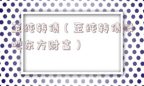 至纯转债(至纯转债股吧东方财富) 至纯转债(至纯转债股吧东方财富)