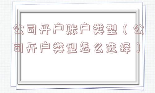 公司开户账户类型（公司开户类型怎么选择）