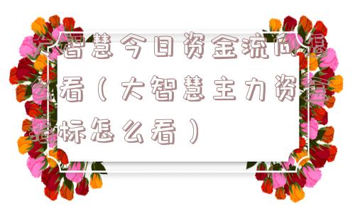 大智慧今日资金流向怎么看(大智慧主力资金指标怎么看) 大智慧今日资金流向怎么看(大智慧主力资金指标怎么看)
