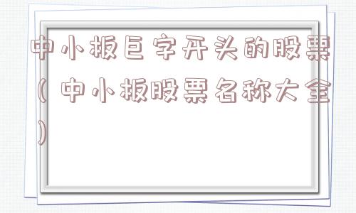 中小板巨字开头的股票（中小板股票名称大全）