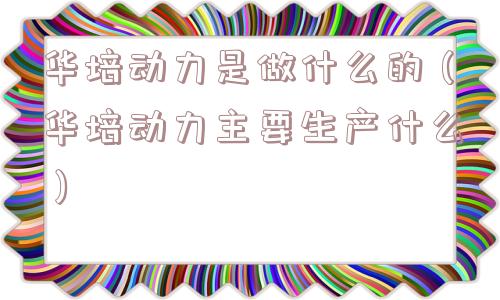 华培动力是做什么的(华培动力主要生产什么) 华培动力是做什么的(华培动力主要生产什么)