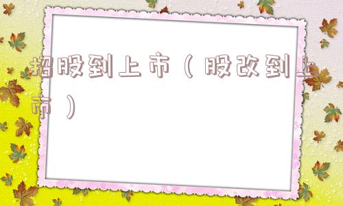 招股到上市（股改到上市）