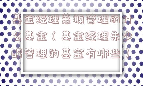 基金经理萧楠管理的什么基金（基金经理朱少醒管理的基金有哪些）
