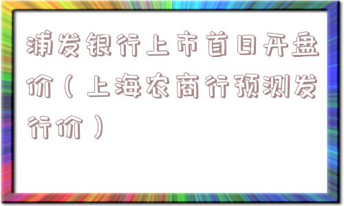 浦发银行上市首日开盘价(上海农商行预测发行价) 浦发银行上市首日开盘价(上海农商行预测发行价)