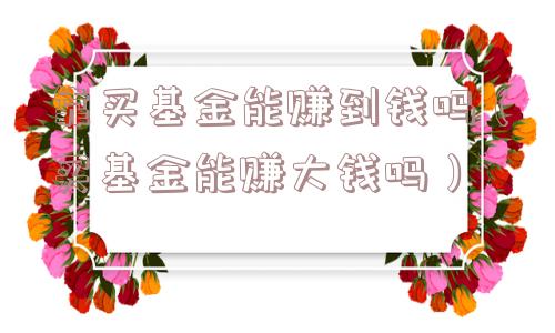 靠买基金能赚到钱吗(买基金能赚大钱吗) 靠买基金能赚到钱吗(买基金能赚大钱吗)