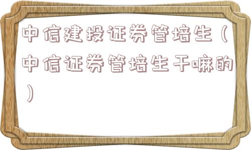 中信建投证券管培生(中信证券管培生干嘛的) 中信建投证券管培生(中信证券管培生干嘛的)