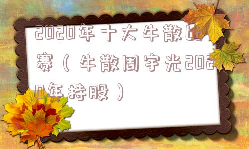 2020年十大牛散比赛(牛散周宇光2020年持股) 2020年十大牛散比赛(牛散周宇光2020年持股)