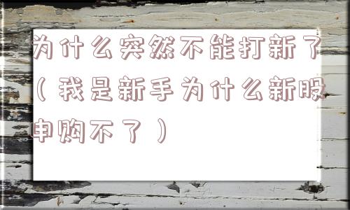 为什么突然不能打新了（我是新手为什么新股申购不了）