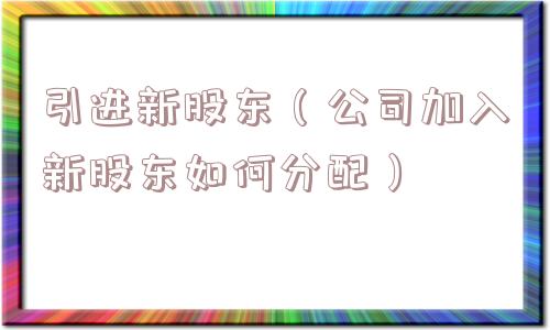 引进新股东(公司加入新股东如何分配) 引进新股东(公司加入新股东如何分配)