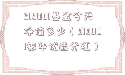 519001基金今天净值多少(519001银华优选分红) 519001基金今天净值多少(519001银华优选分红)