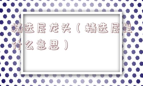 精选层龙头(精选层是什么意思) 精选层龙头(精选层是什么意思)
