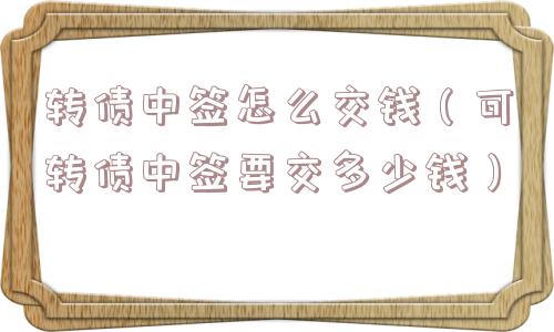 转债中签怎么交钱(可转债中签要交多少钱) 转债中签怎么交钱(可转债中签要交多少钱)