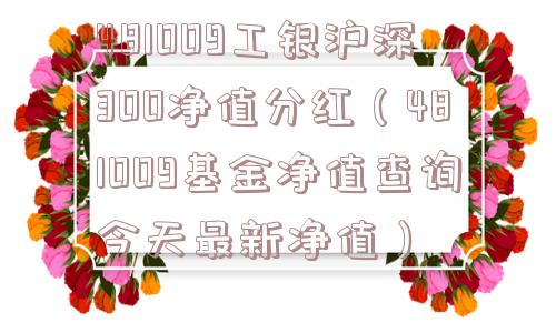 481009工银沪深300净值分红（481009基金净值查询今天最新净值）