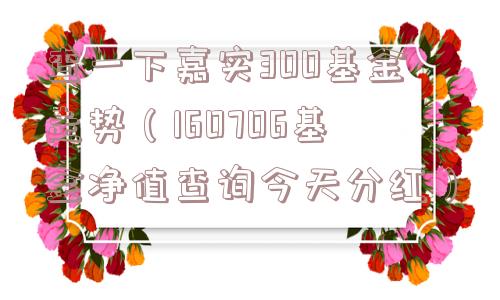 查一下嘉实300基金走势（160706基金净值查询今天分红）