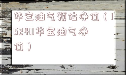 华宝油气预估净值（162411华宝油气净值）