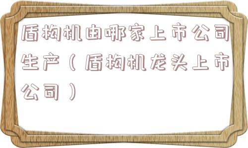 盾构机由哪家上市公司生产(盾构机龙头上市公司) 盾构机由哪家上市公司生产(盾构机龙头上市公司)