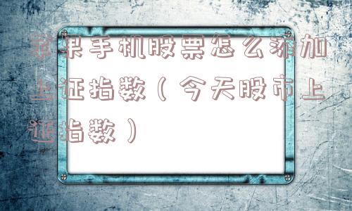 苹果手机股票怎么添加上证指数（今天股市上证指数）