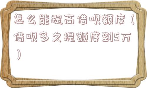 怎么能提高借呗额度（借呗多久提额度到5万）
