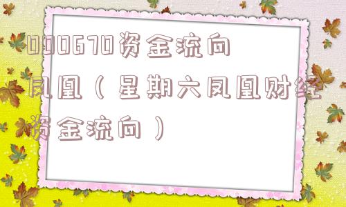 000670资金流向凤凰（星期六凤凰财经资金流向）