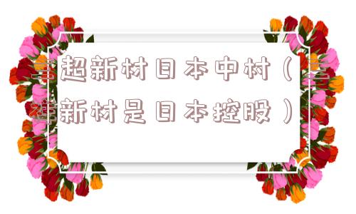 三超新材日本中村(三祥新材是日本控股) 三超新材日本中村(三祥新材是日本控股)