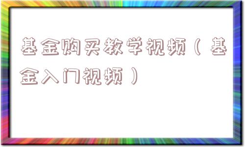 基金购买教学视频(基金入门视频) 基金购买教学视频(基金入门视频)