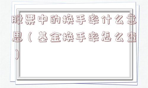 股票中的换手率什么意思（基金换手率怎么查）