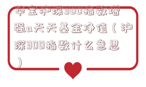 华宝沪深300指数增强a天天基金净值（沪深300指数什么意思）