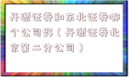 开源证券和东北证券哪个公司好（开源证券北京第二分公司）