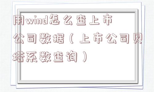 用wind怎么查上市公司数据（上市公司贝塔系数查询）