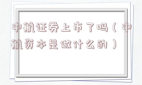 中航证券上市了吗（中航资本是做什么的）
