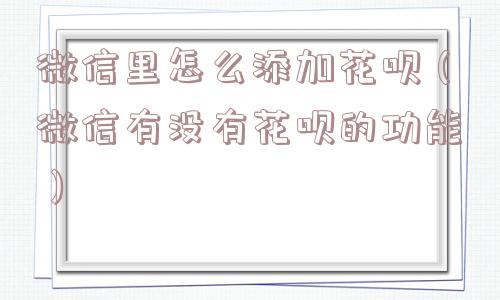 微信里怎么添加花呗（微信有没有花呗的功能）
