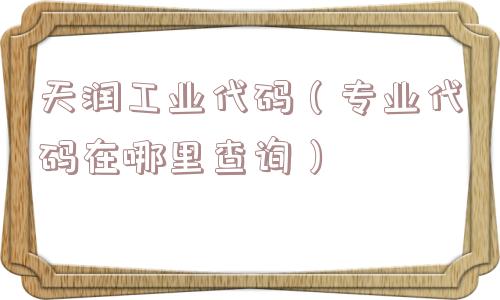 天润工业代码（专业代码在哪里查询）